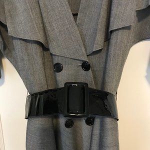 Vintage 80's Charcoal Fit & Flare Dress, short sleeves, Size 9/10